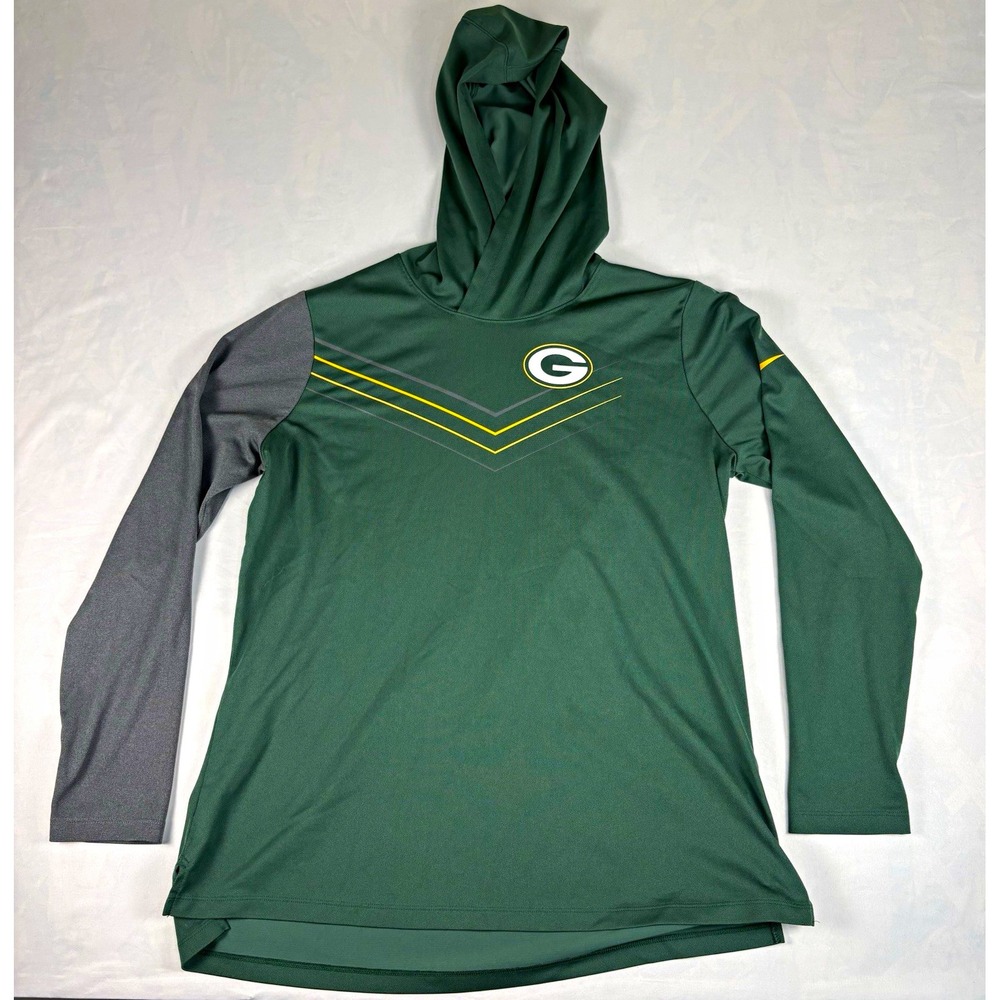 Nike Green Bay Packers NFL Football Dri-FIT Hoodie Green Gray Yellow Size XL